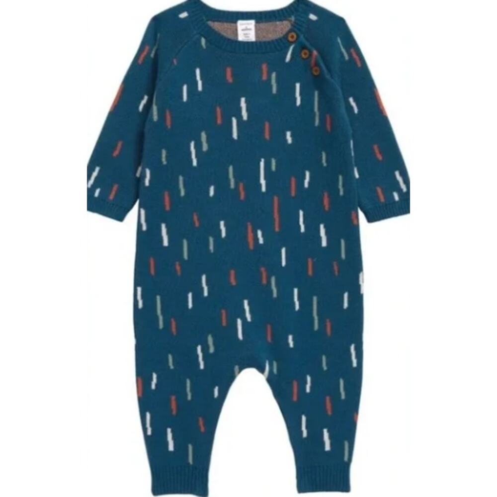 NWT Nordstrom‎ Sweater Knit Onesie Romper in Teal Confetti